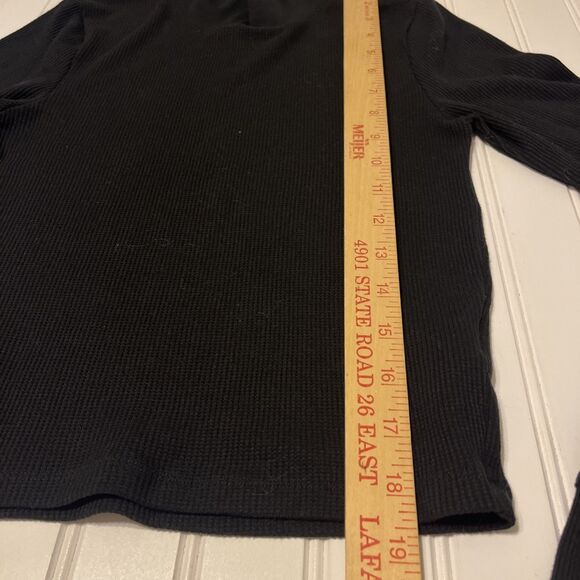 American Eagle Black Ribbed Mock Neck Long Sleeve Top Size S Stretch Fitted - Picture 4 of 9